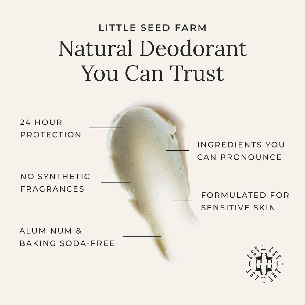 Little Seed Farm wooden scoop lifting deodorant paste for easy, zero-waste application