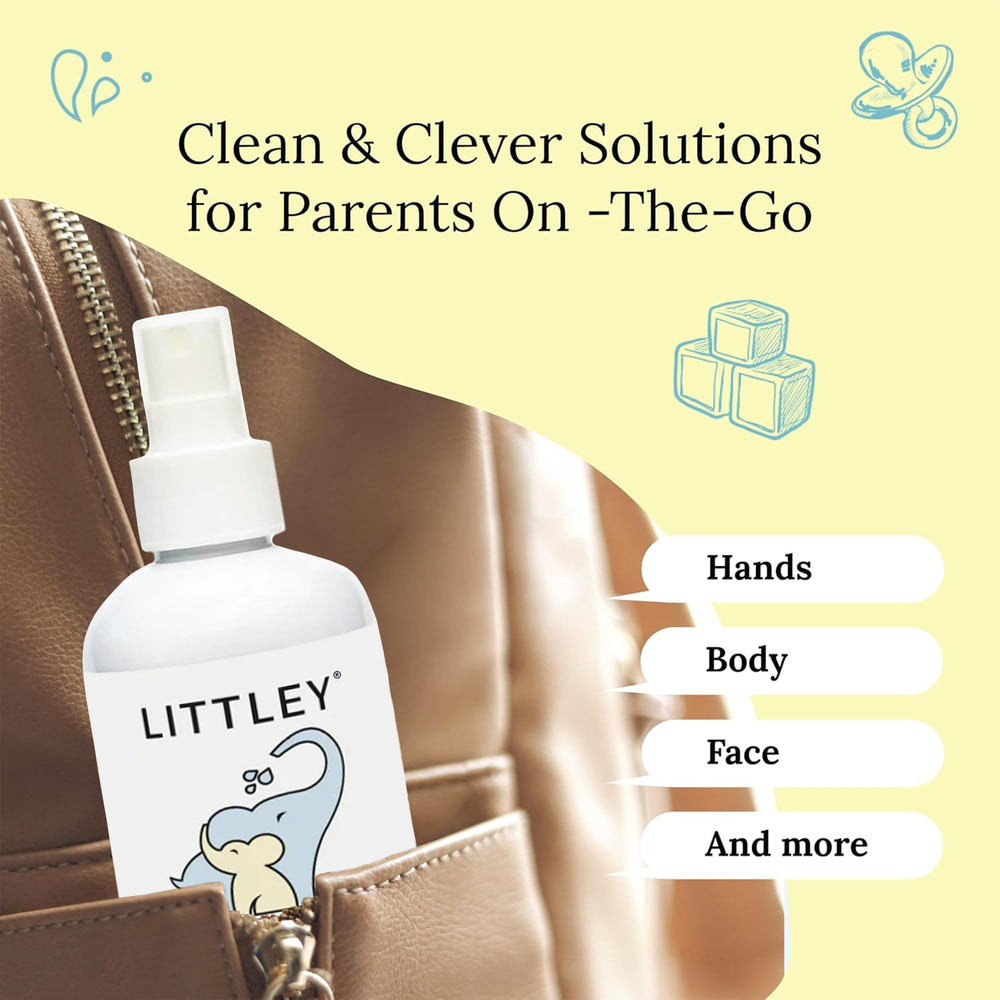 LITTLEY ingredient label close-up showing water-based formulation clarity