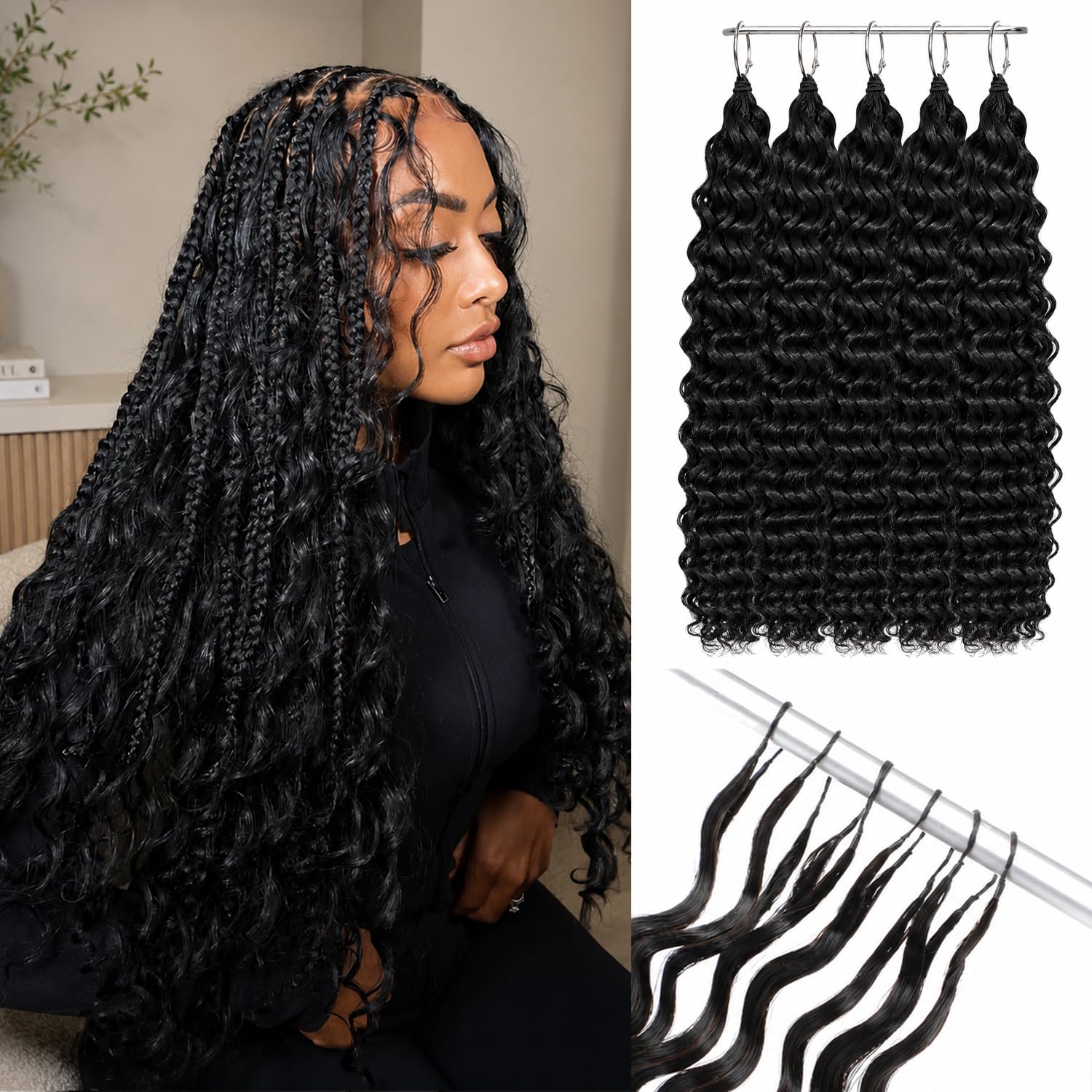 LiTuVoGue front packaging showing 16-inch feather crochet for easy selection