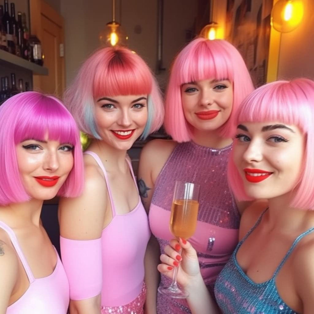 LIULIUBTY wig caps and heart sunglasses flatlay for quick-change convenience
