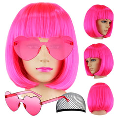 LIULIUBTY front view of neon bob wig showing clean cut and color