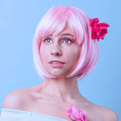 LIULIUBTY model wearing fluorescent bob at party demonstrating bold visual appeal
