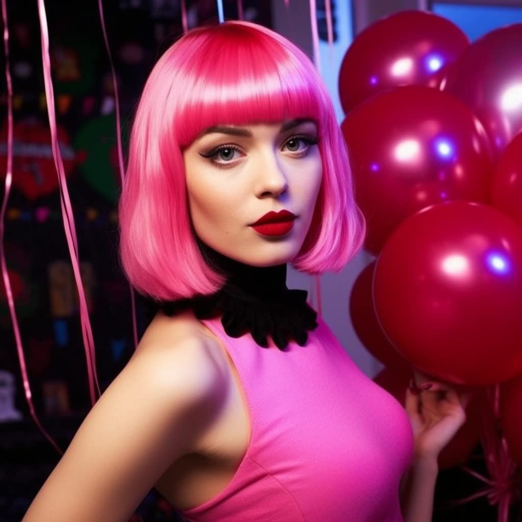LIULIUBTY side profile displaying straight bob length and flat bangs