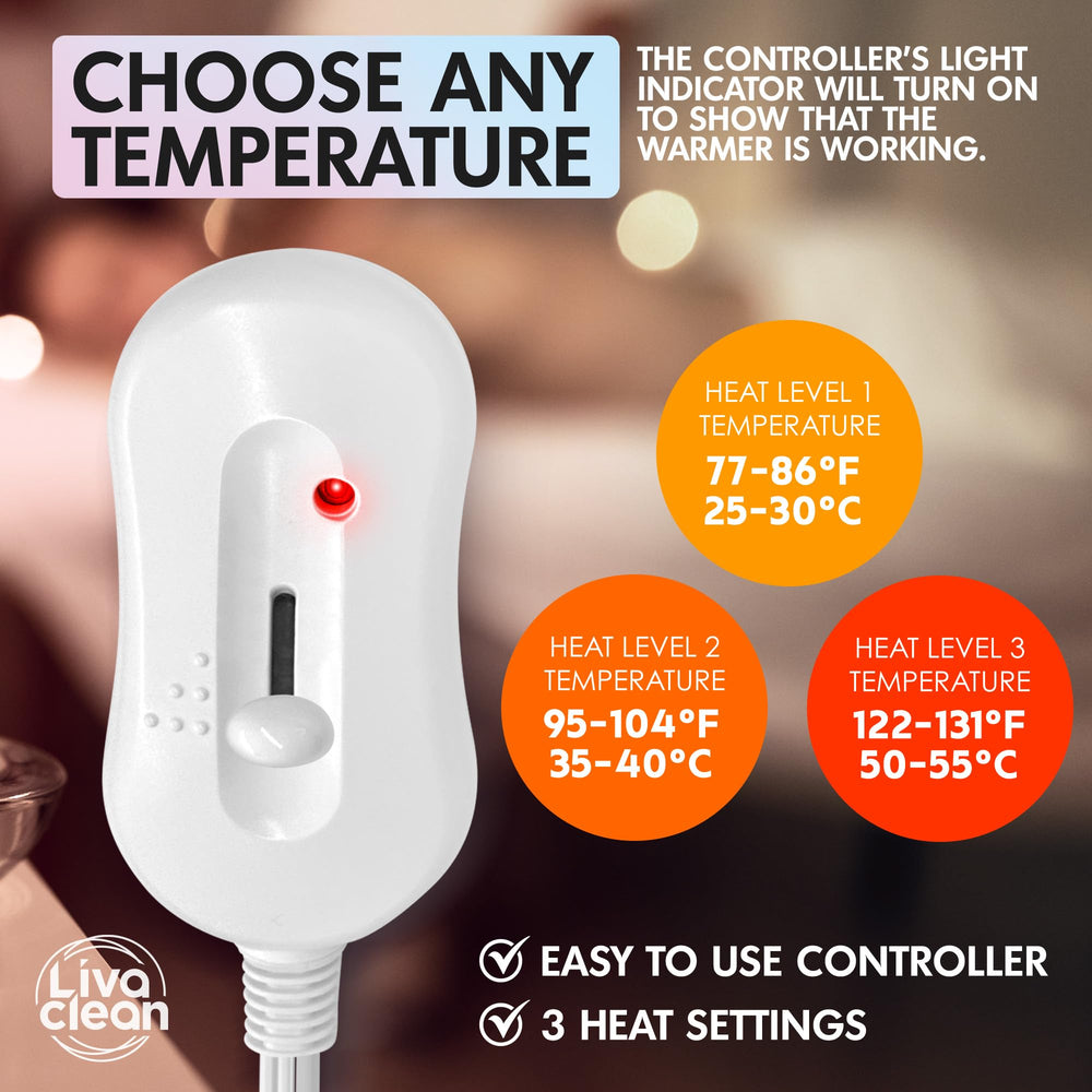LivaClean control switch and cord for easy temperature adjustment