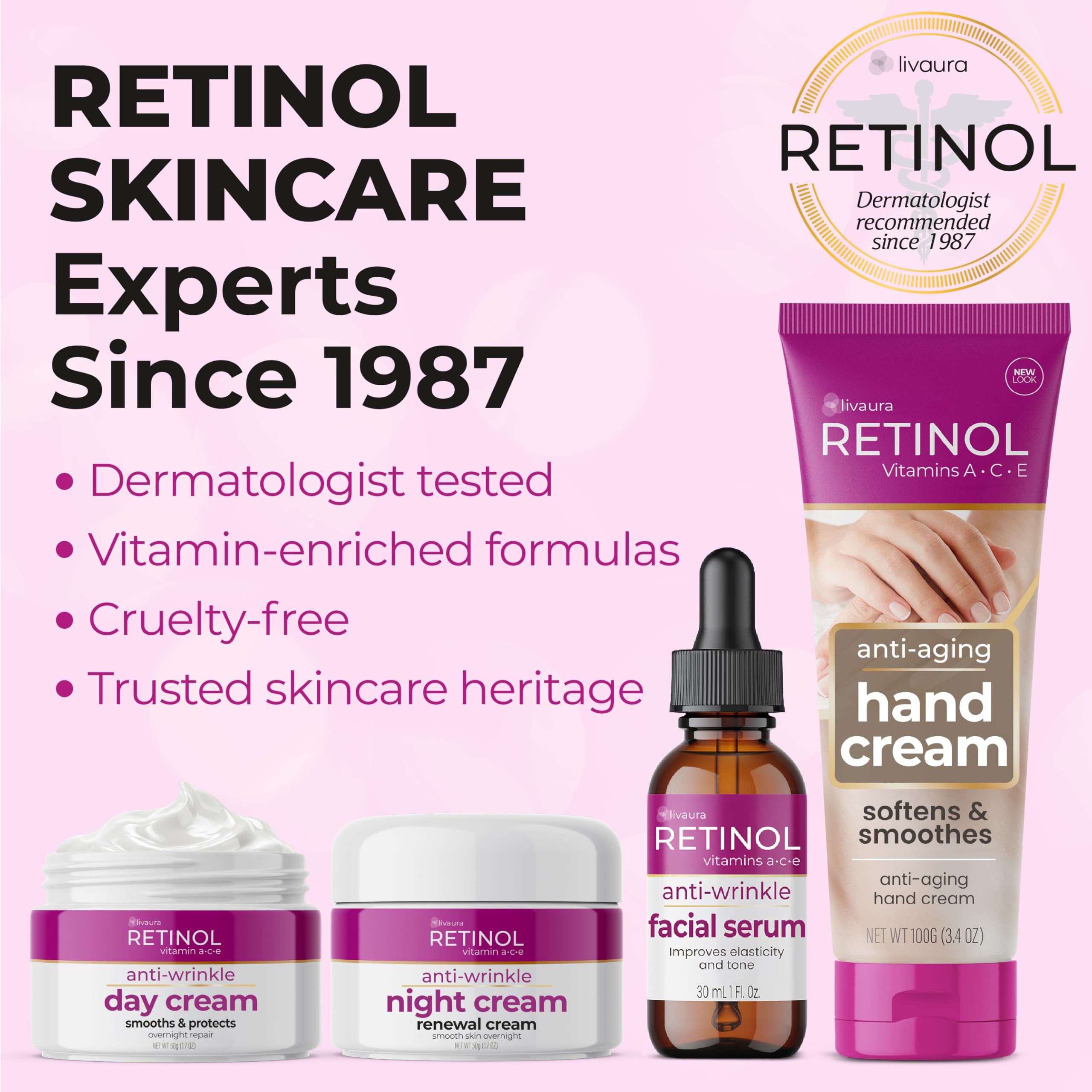 LIVAURA Retinol jar in hand showing 1.7 oz size and travel-friendly benefit