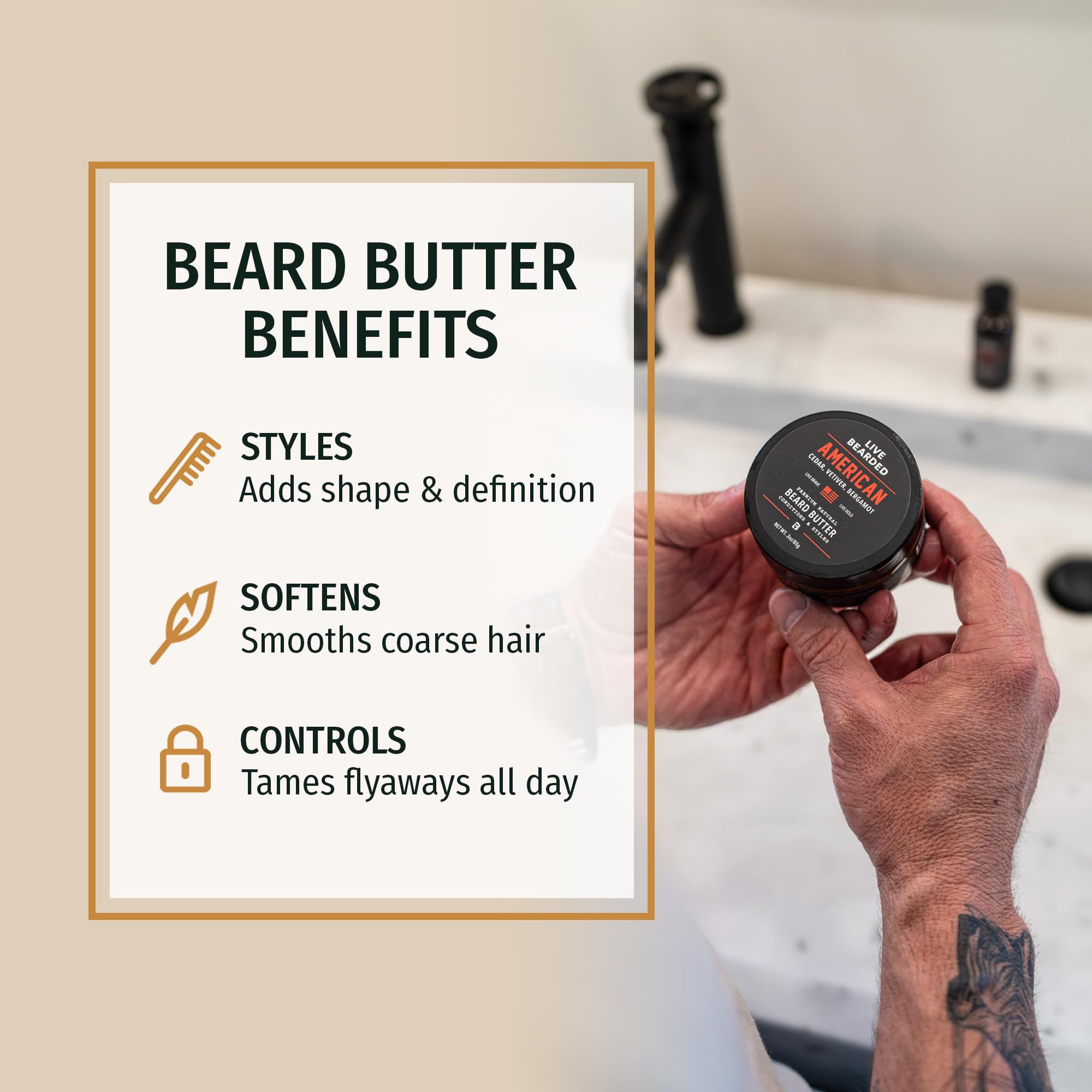 Live Bearded butter being warmed in hands and applied for easier styling and even distribution