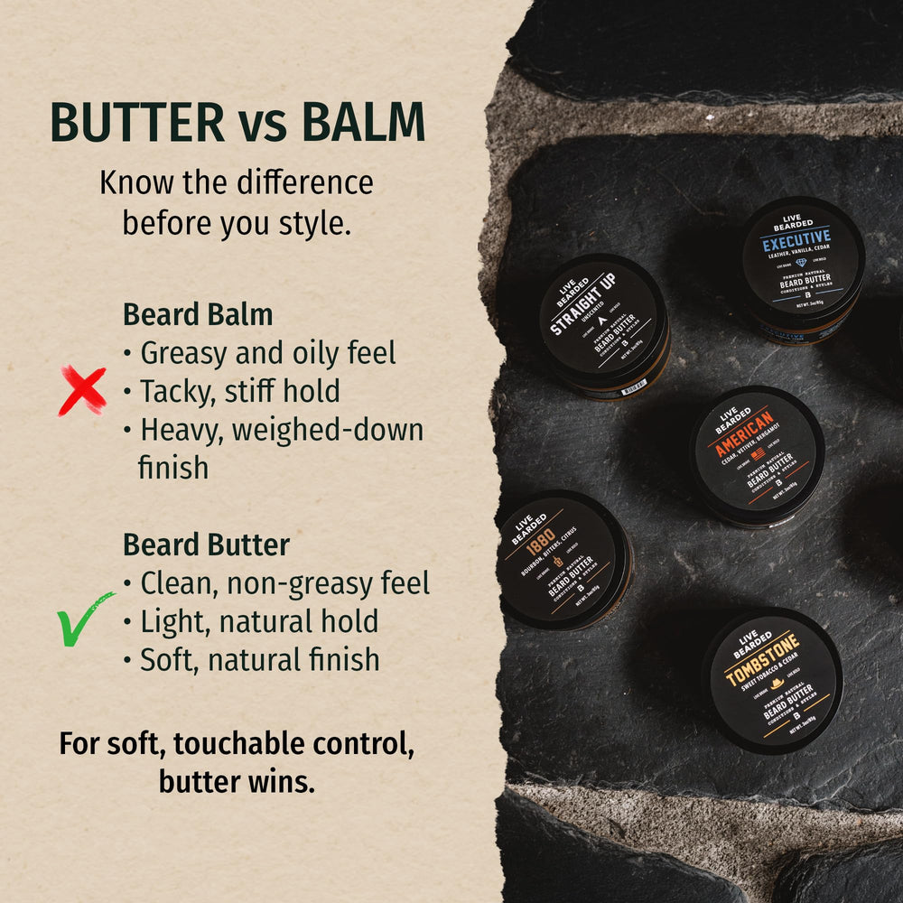 Live Bearded open jar close-up showing creamy texture for easy spreading benefit