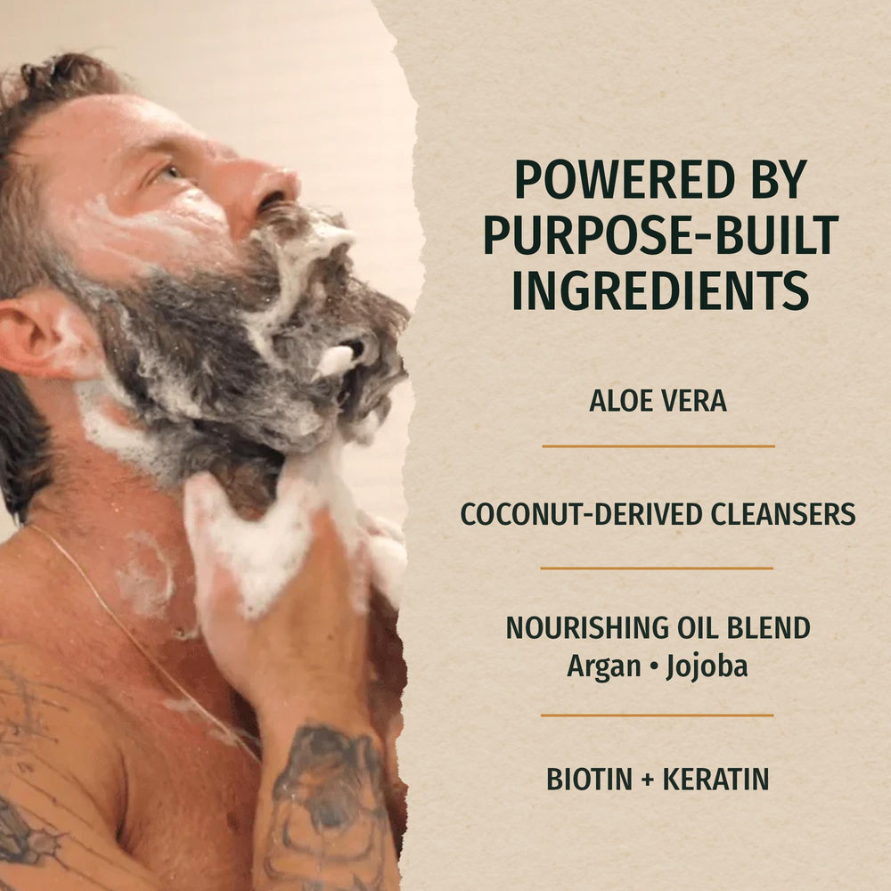 Live Bearded conditioner poured from bottle showing hydration and softness
