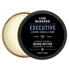 Live Bearded jar front view showing label and cedar vanilla scent benefits