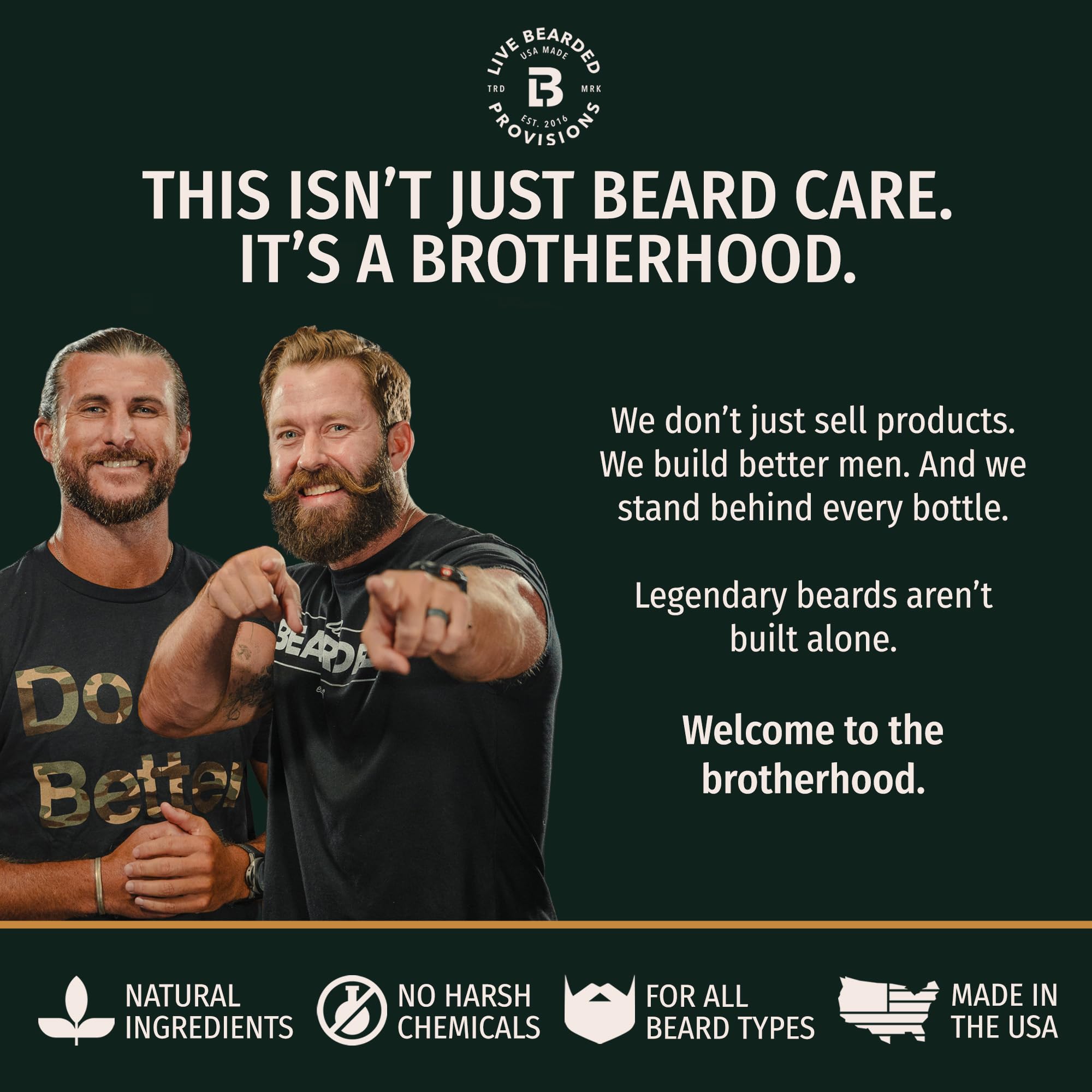 Live Bearded bottle on bathroom shelf with other grooming items suggesting routine pairing