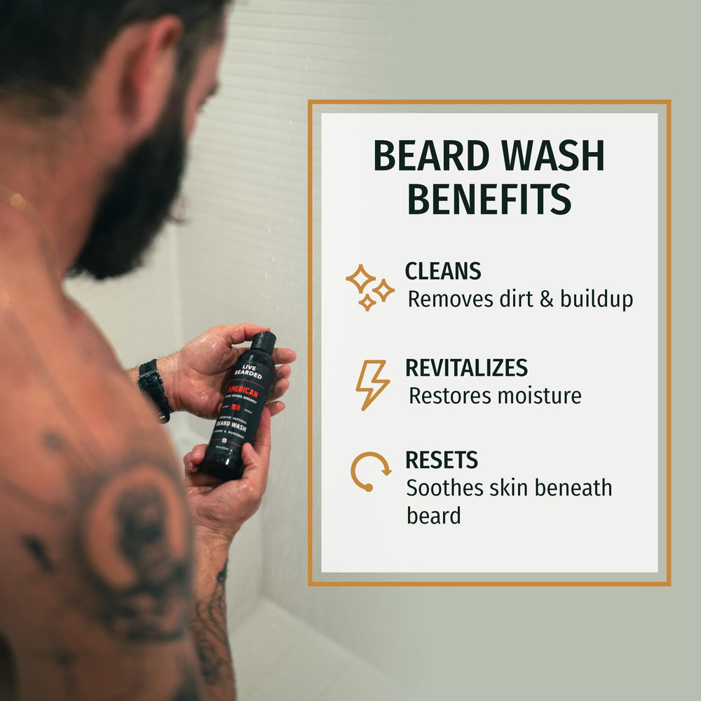 Live Bearded lather texture close-up illustrating gentle foam that cleans without drying