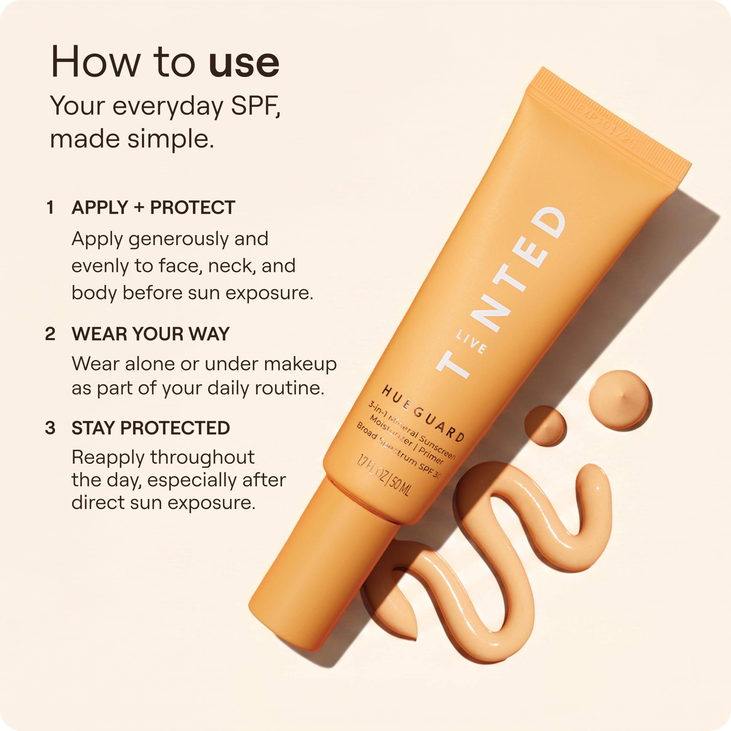 Live Tinted Hueguard priming on face creating smooth makeup base