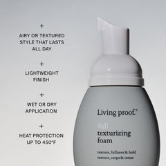 Living Proof bottle in hand showing travel-friendly size and control benefit
