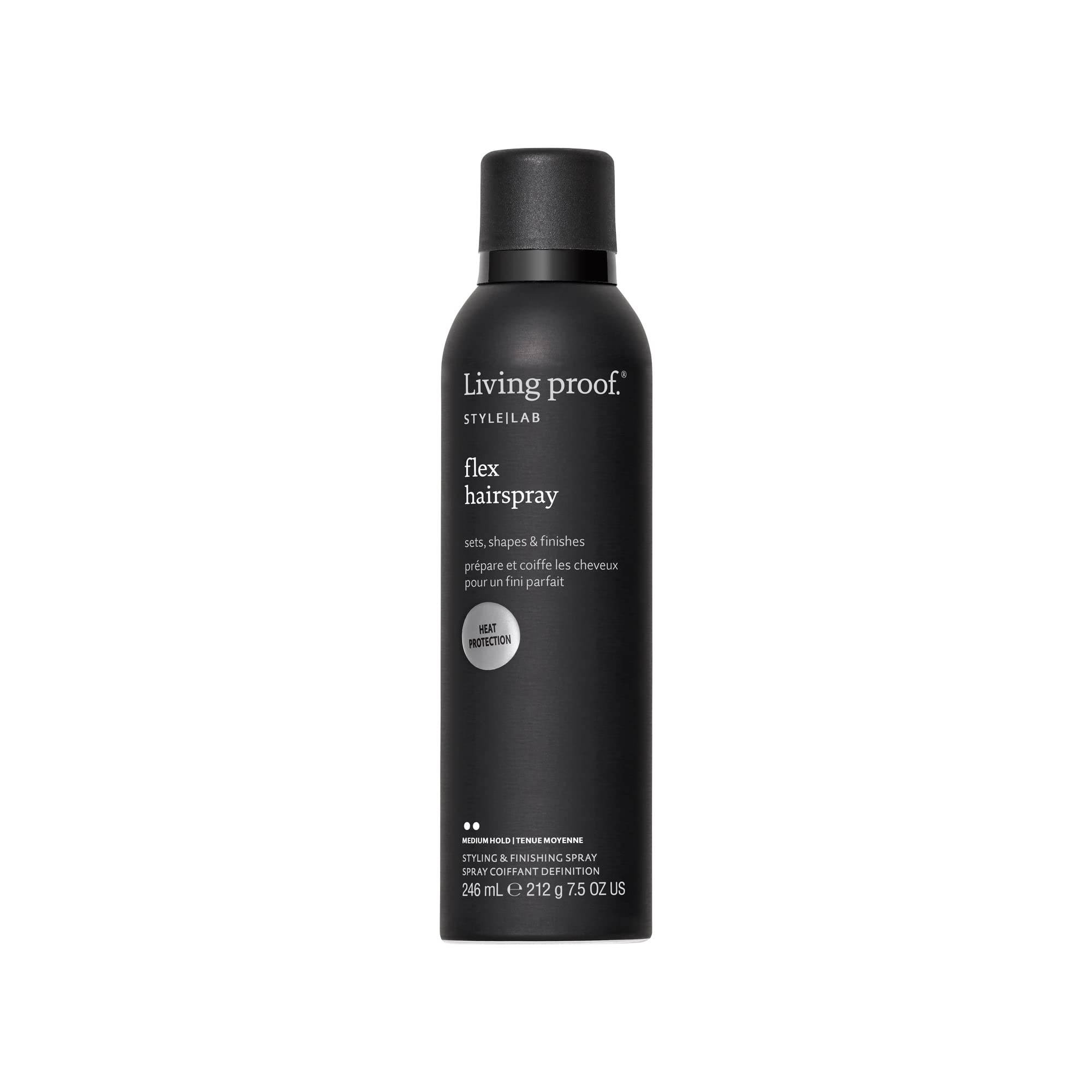 Living Proof front packaging showing bottle and logo, professional-looking benefit
