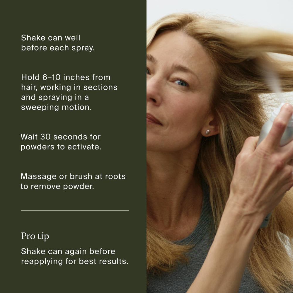 Living Proof being brushed through hair to reveal blended finish
