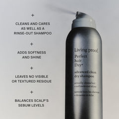 Living Proof applying dry shampoo at roots for oil absorption
