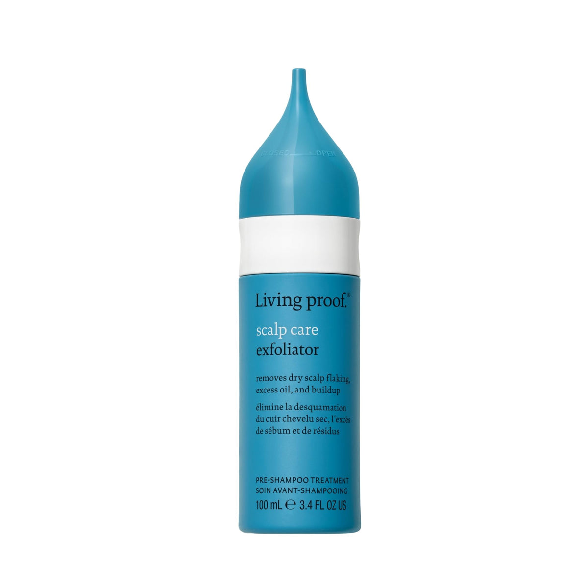 Living Proof bottle front packaging showing brand and product benefits