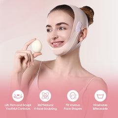 Lixuee model wearing strap overnight showing hands-free jaw support benefit