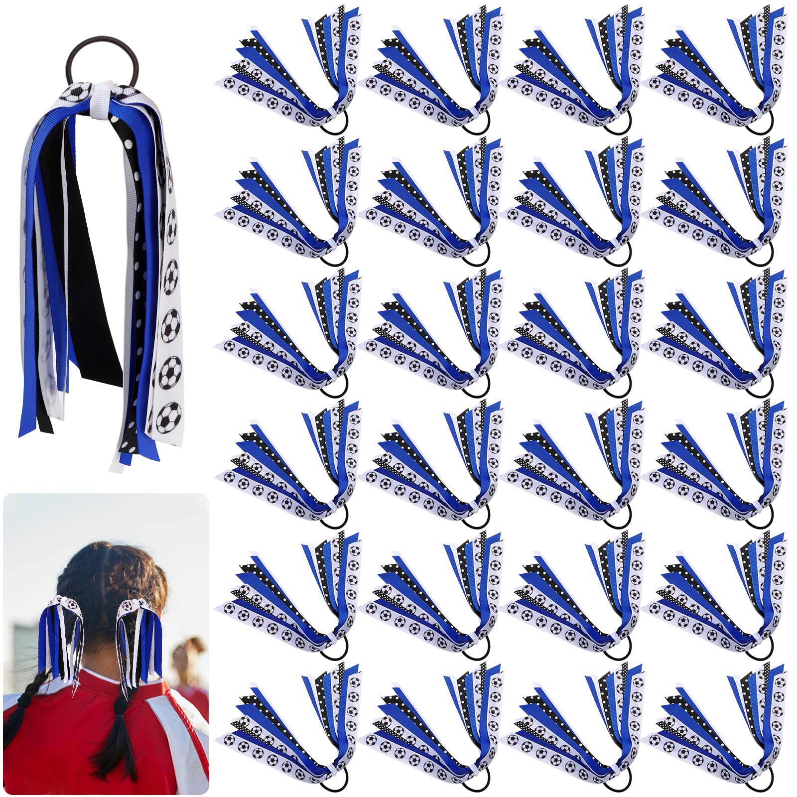 LiYiQ front packaging showing 24-count soccer ribbon set and variety