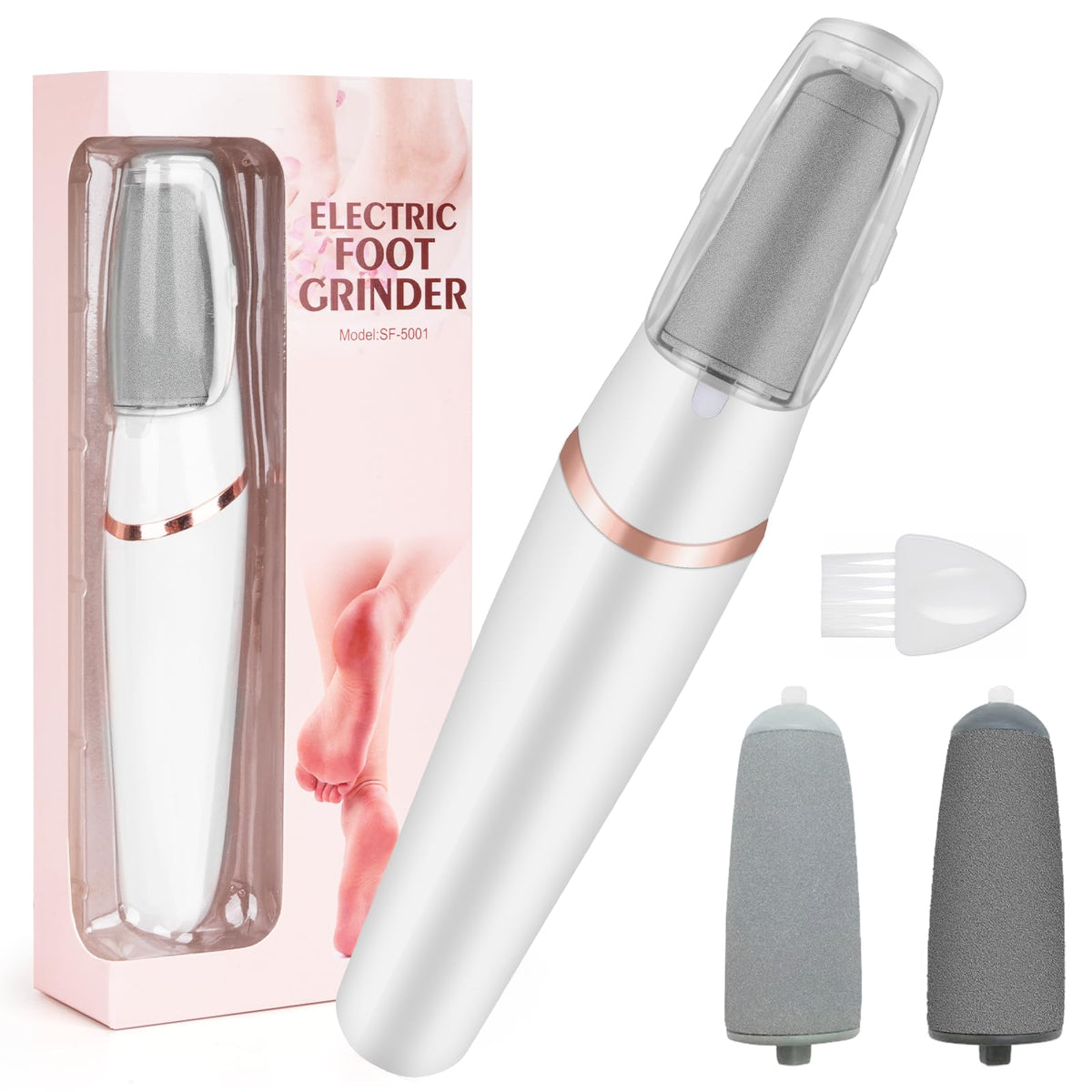LIYUJSDZ front view of electric foot file showing ergonomic grip and controls, for comfortable use