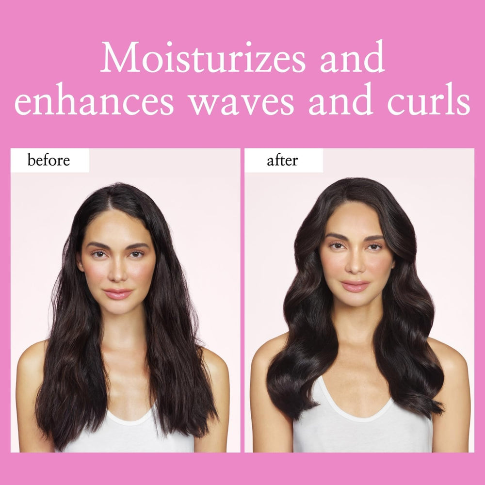 L LUSETA before and after comparison showing reduced frizz