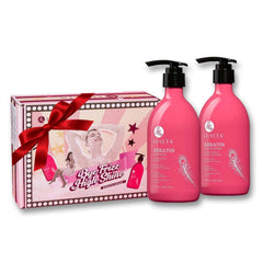 L LUSETA front packaging of shampoo and conditioner set showing product size and benefits