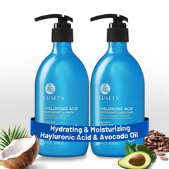 L LUSETA front packaging showing both 16.9oz bottles and clear branding benefit: identifiable set