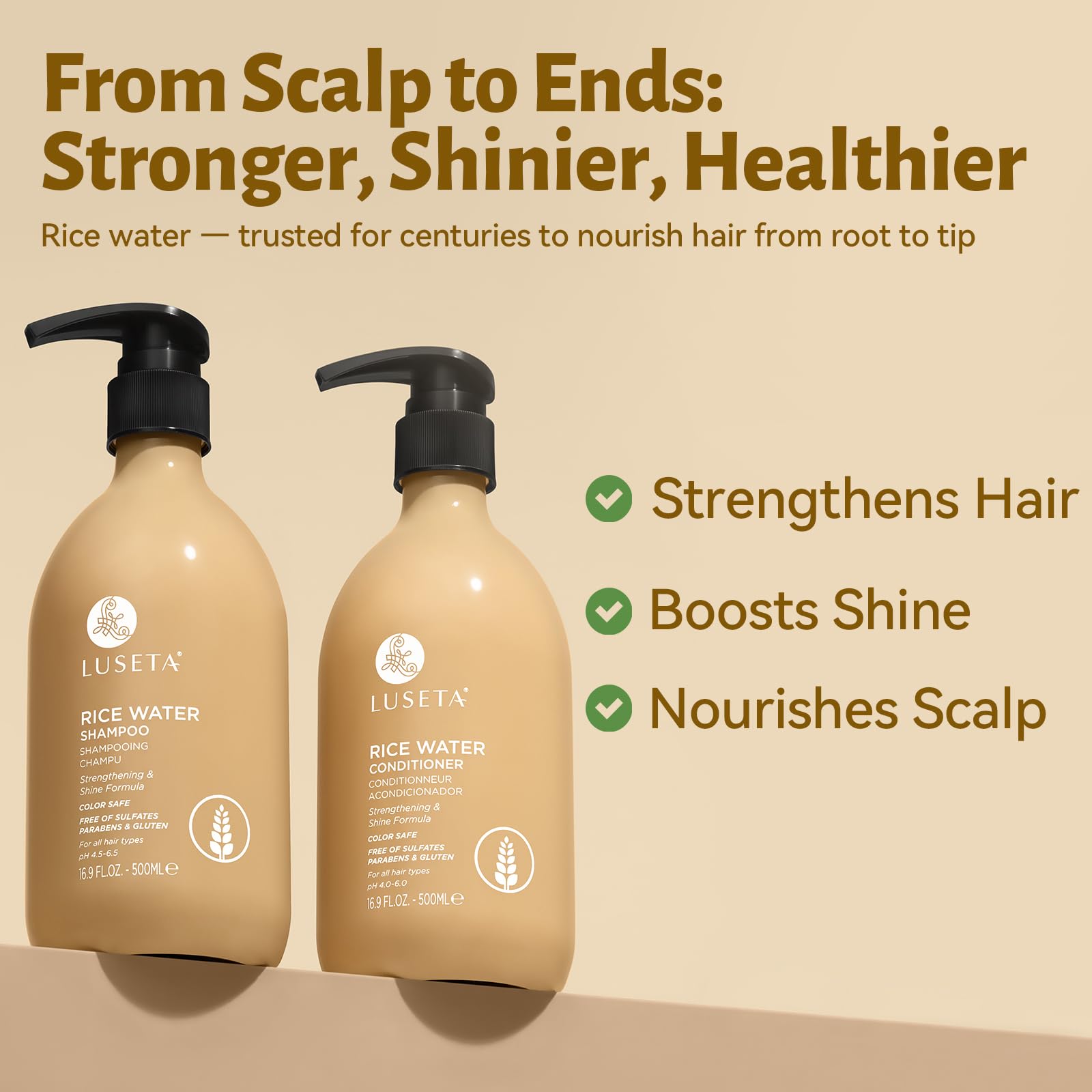 L LUSETA rice ferment filtrate bottle highlighting traditional strength-boosting ingredient