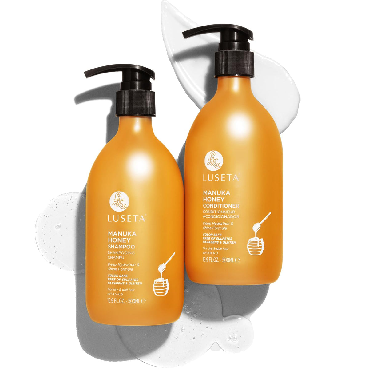 L LUSETA front packaging showing both bottles and hydration benefit