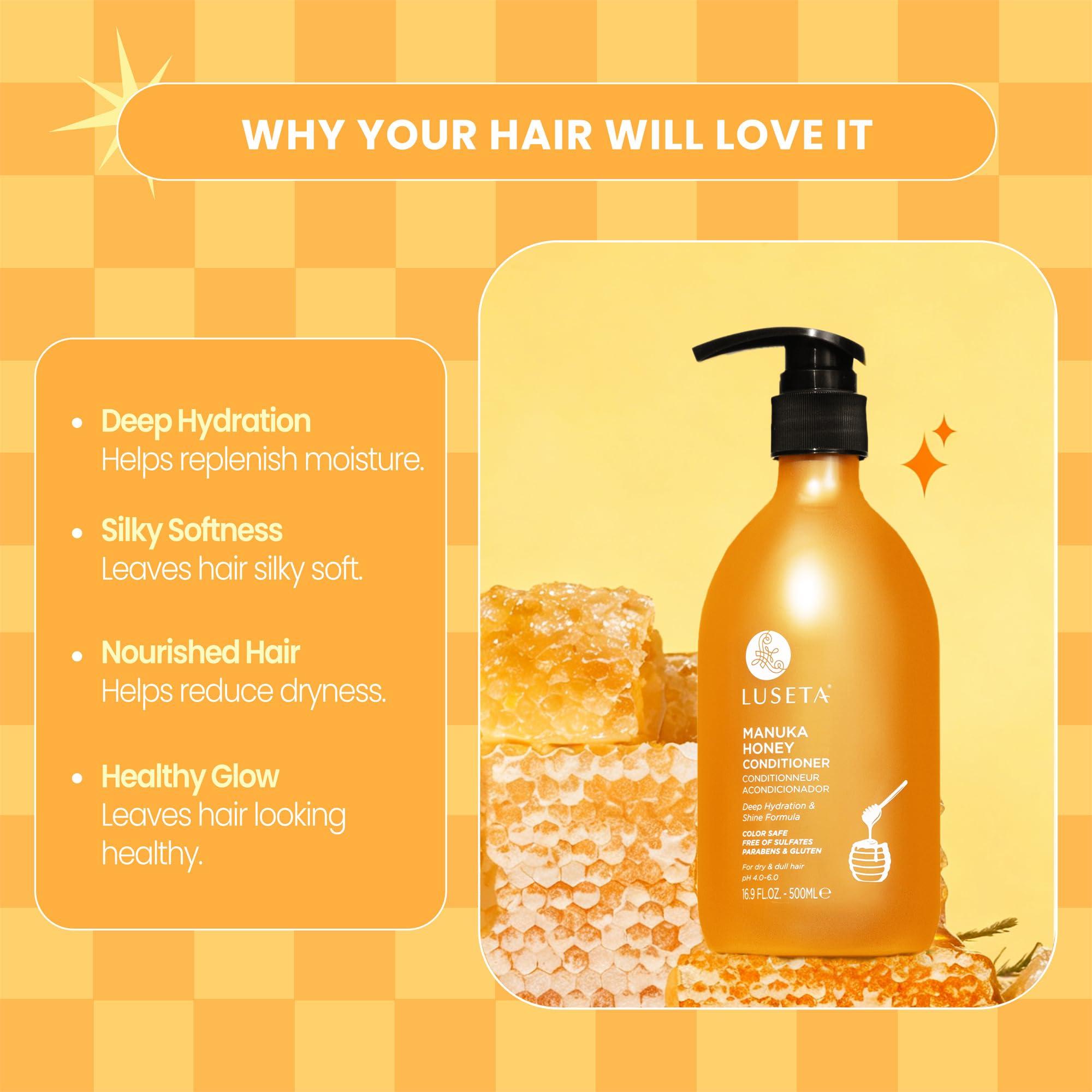 L LUSETA manuka honey ingredient image highlighting hydration benefits