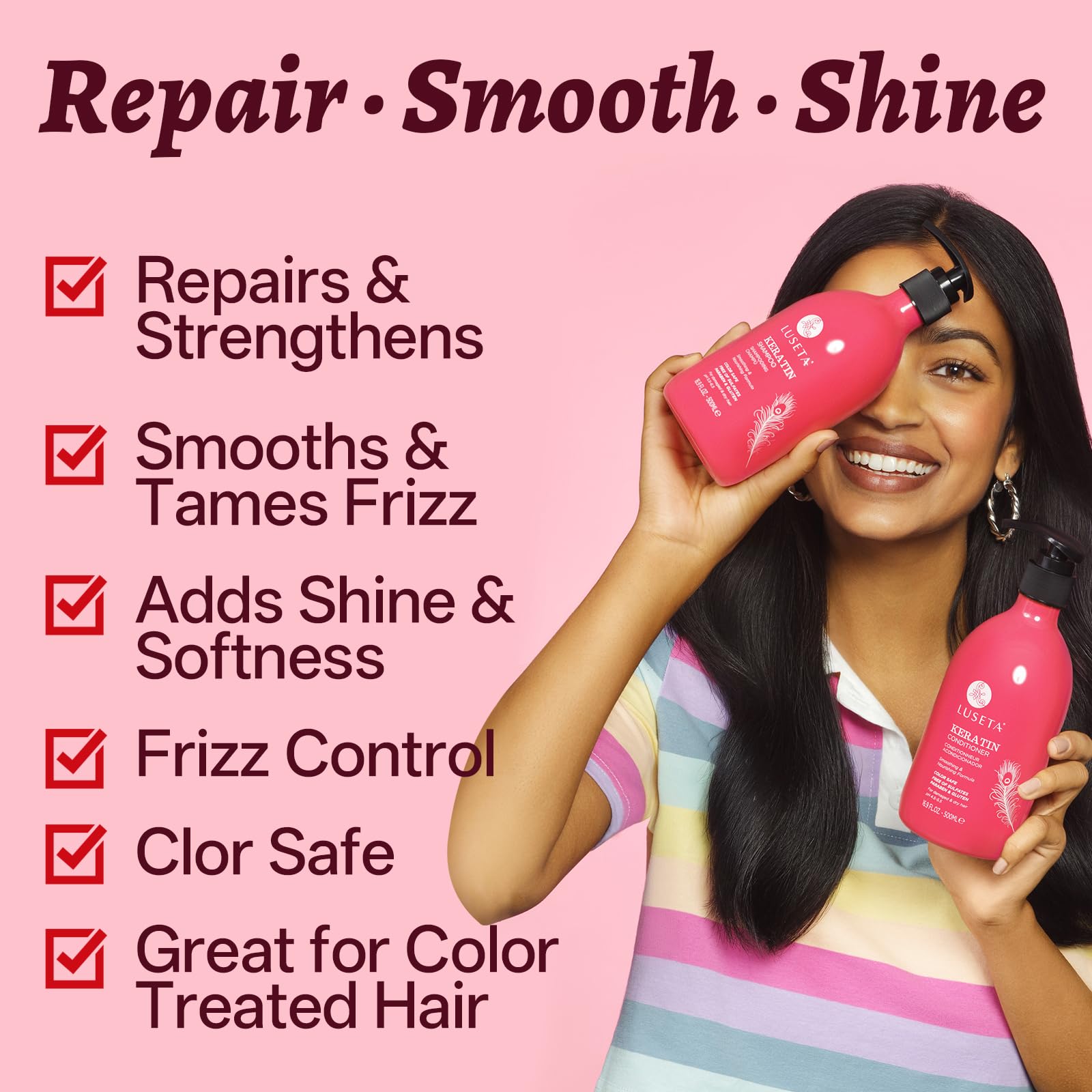 L LUSETA shampoo creating gentle foam for sulfate-free cleansing and hydration
