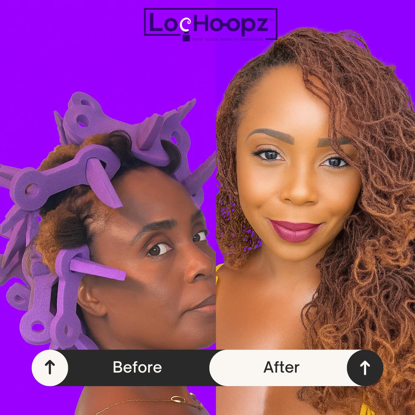 Loc Hoopz wrapped around a loc demonstrating curl formation and volume