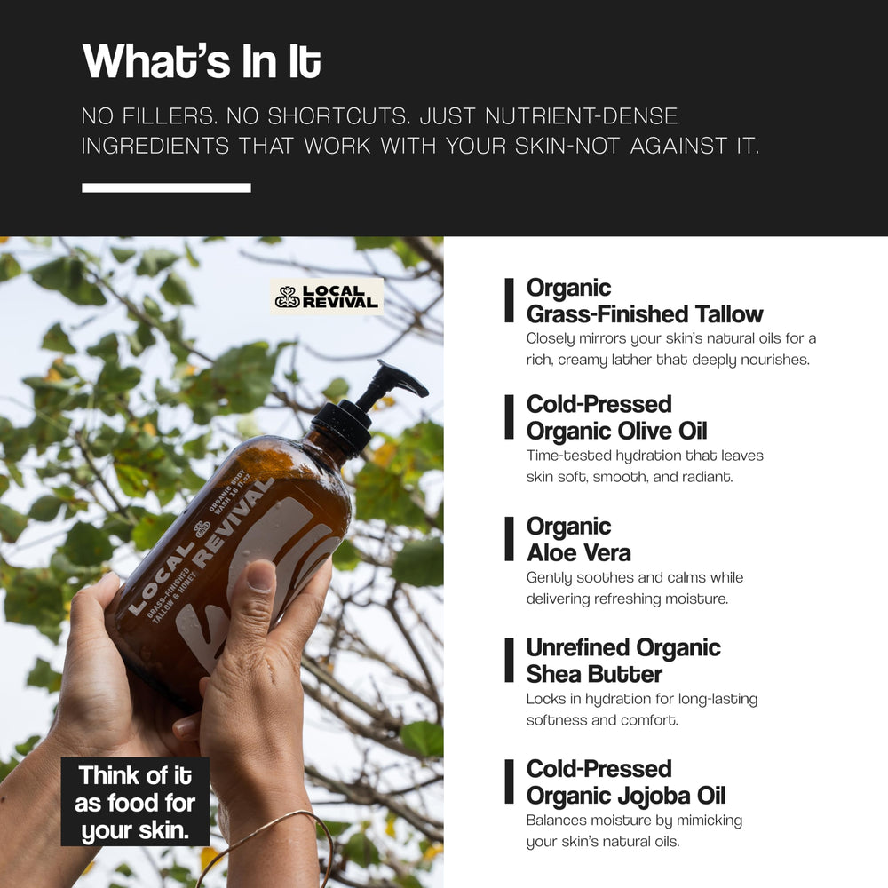 Local Revival label detail showing ingredient list for transparency benefit