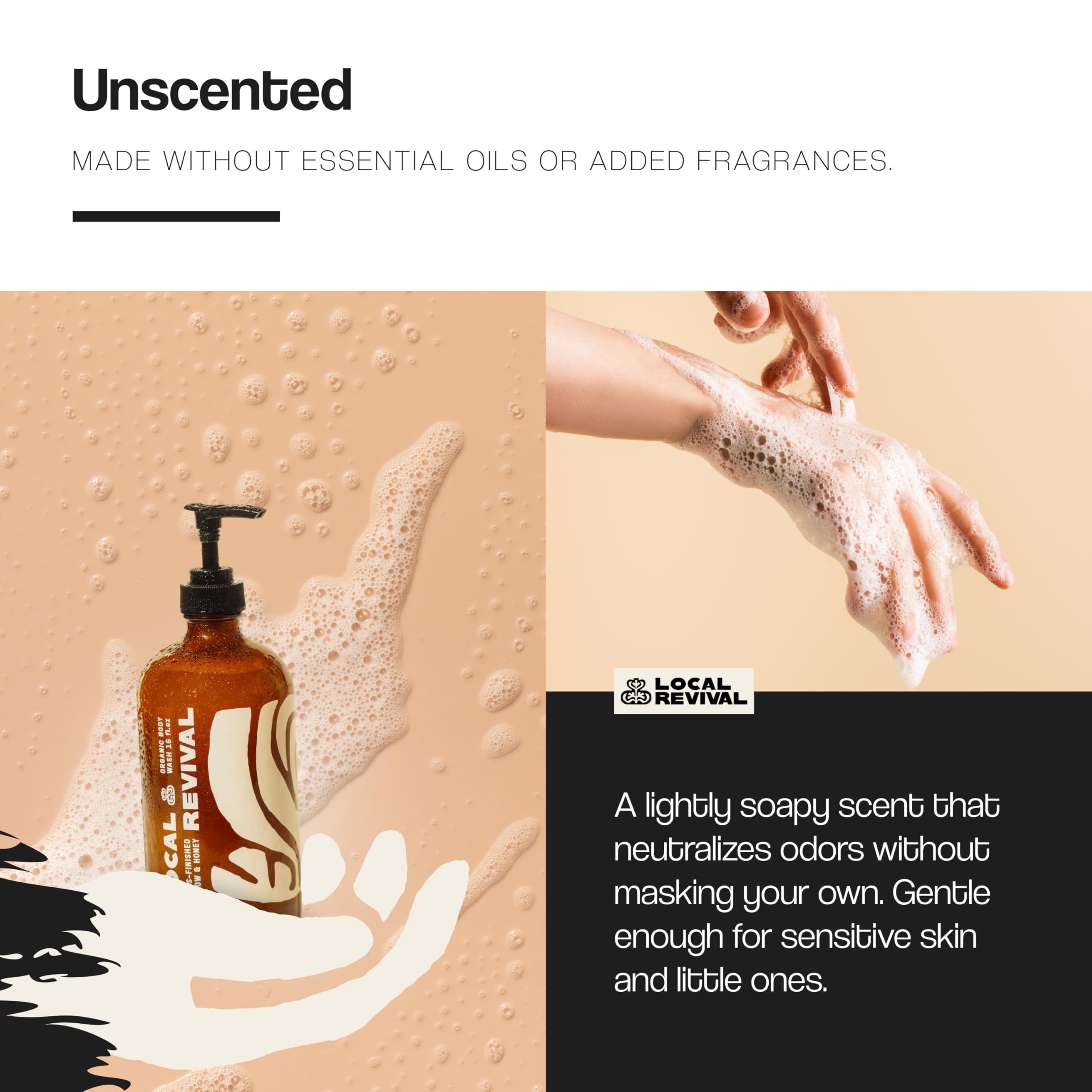 Local Revival pump dispensing wash highlighting easy-use convenience