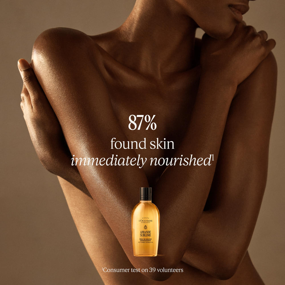 L'OCCITANE almond body cream open jar texture for rich moisturizing feel
