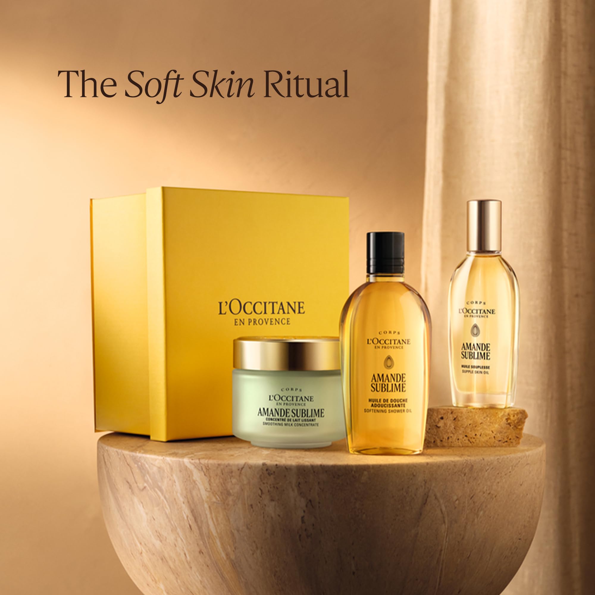 L'OCCITANE almond kit inside travel bag illustrating convenience on trips