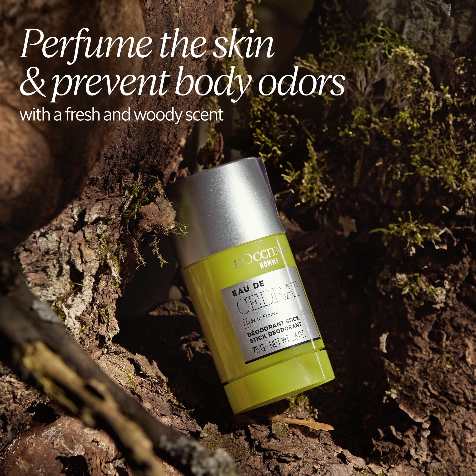 L'Occitane deodorant texture close-up demonstrating smooth, quick-dry application