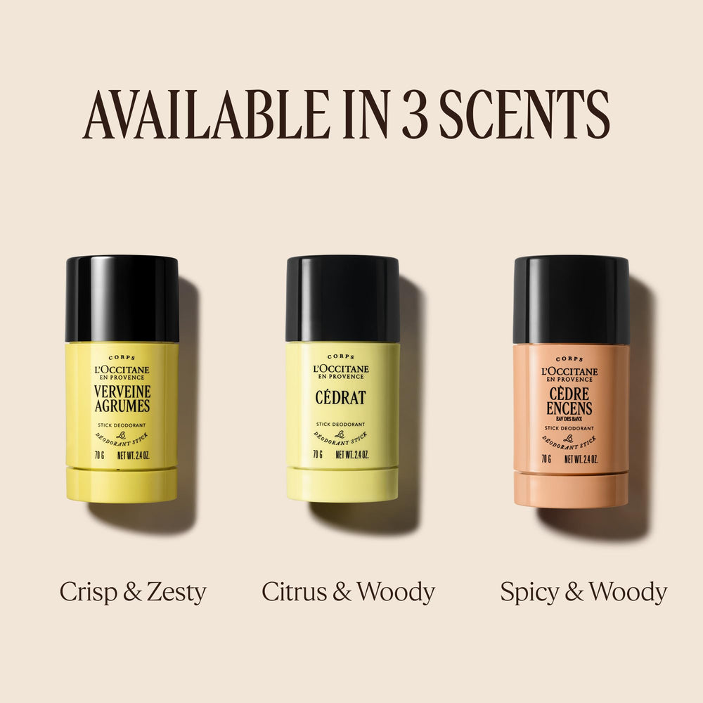 L'OCCITANE deodorant on bathroom shelf suggesting routine-ready grooming convenience