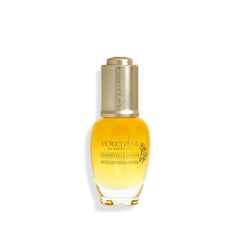 L'OCCITANE bottle front view showing elegant packaging and radiance benefit