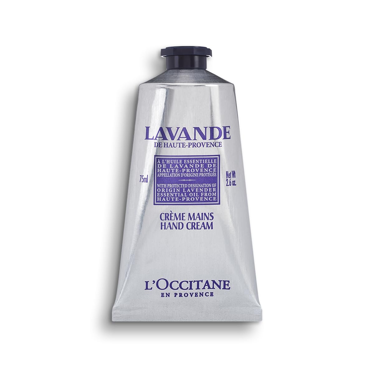 L'Occitane tube front view showing label and Provence lavender for easy identification