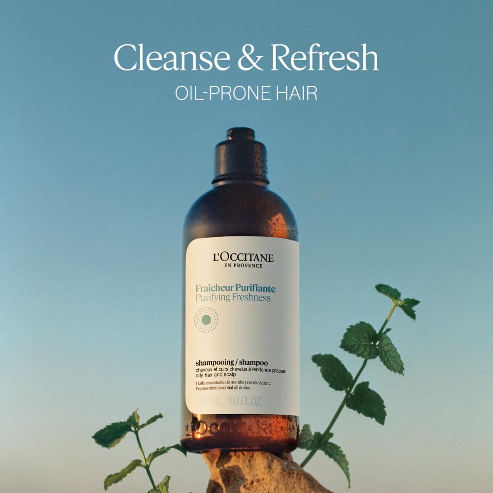 L'Occitane label close-up highlighting product name and silicone-free benefit