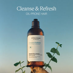 L'Occitane label close-up highlighting product name and silicone-free benefit