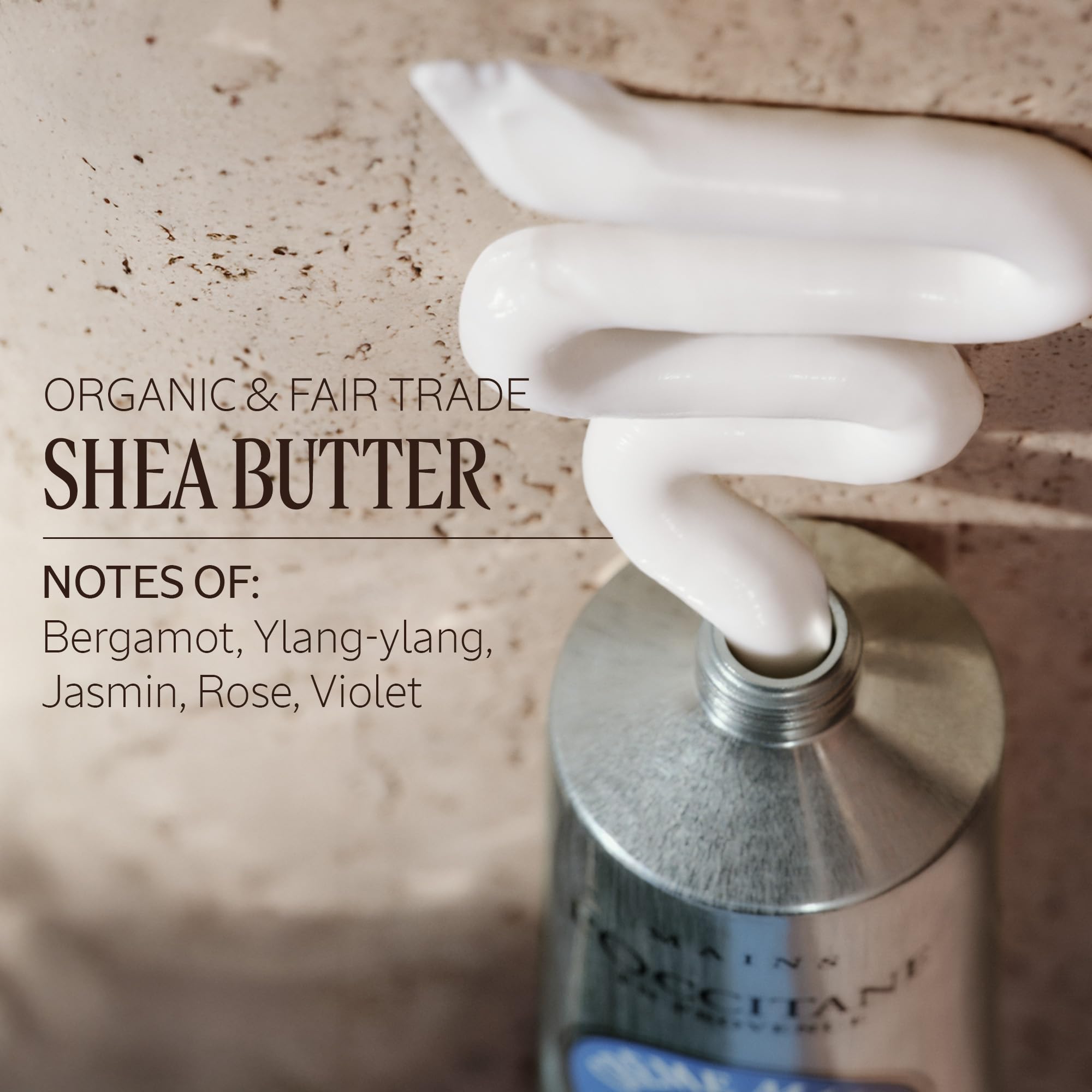 L'OCCITANE ingredients shot with shea butter and coconut showing nourishing blend