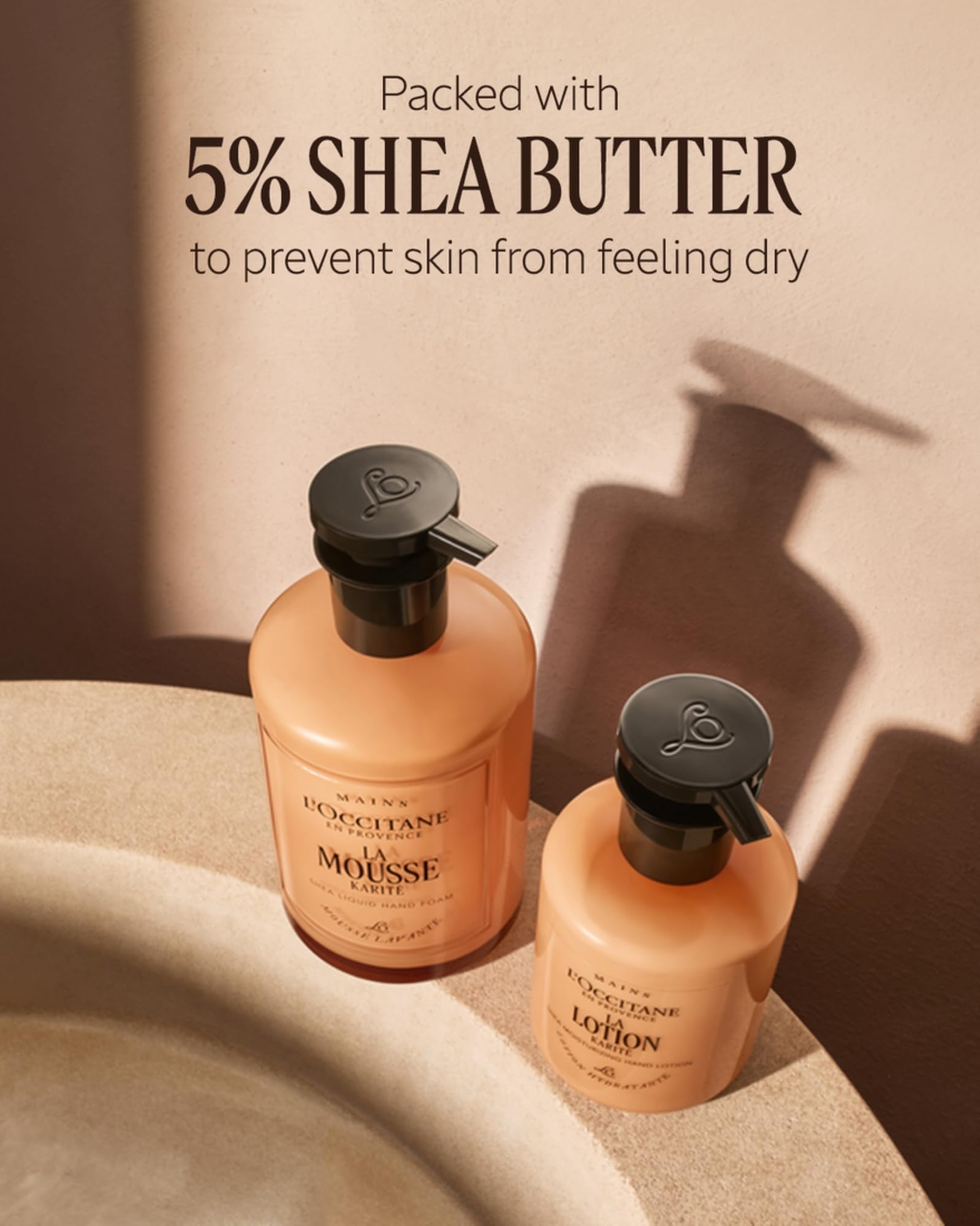 L'Occitane hand application scene showing immediate hydration