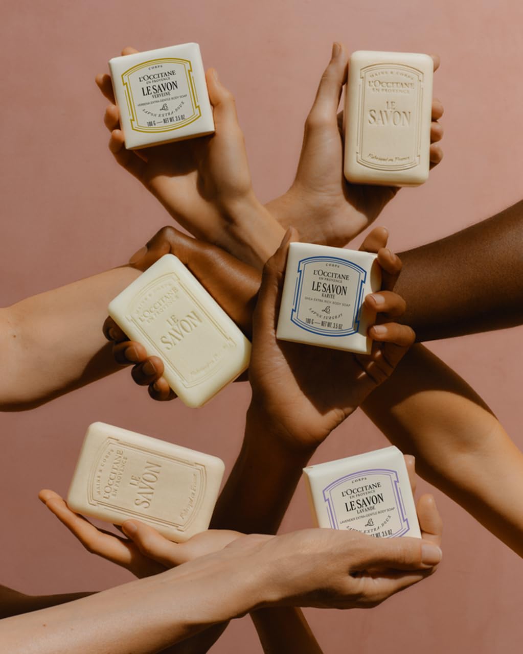 L'OCCITANE shea milk soap label close-up emphasizing shea extract and ingredient clarity