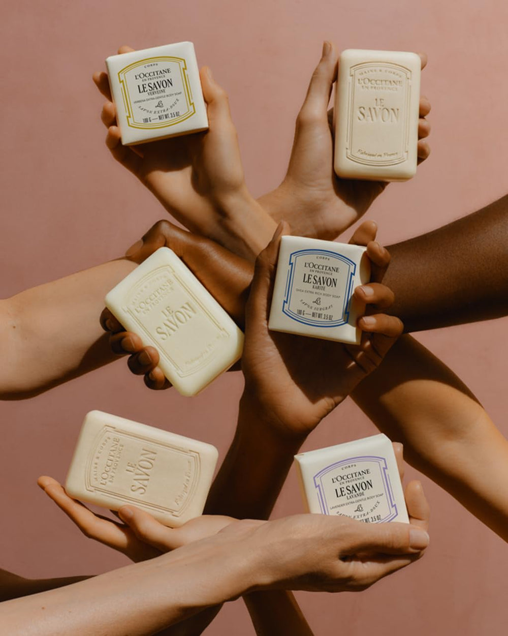 L'OCCITANE shea milk soap label close-up emphasizing shea extract and ingredient clarity
