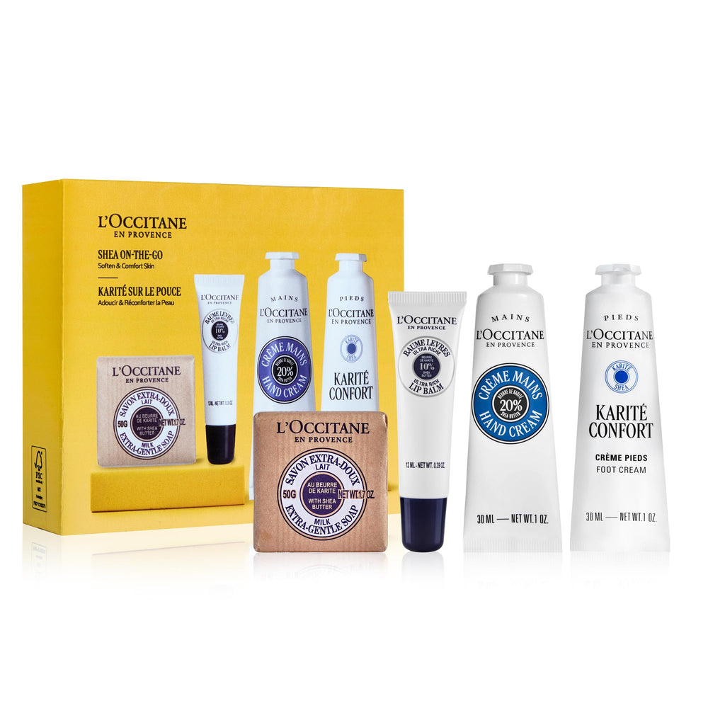 L'OCCITANE front packaging view shows compact travel gift convenience