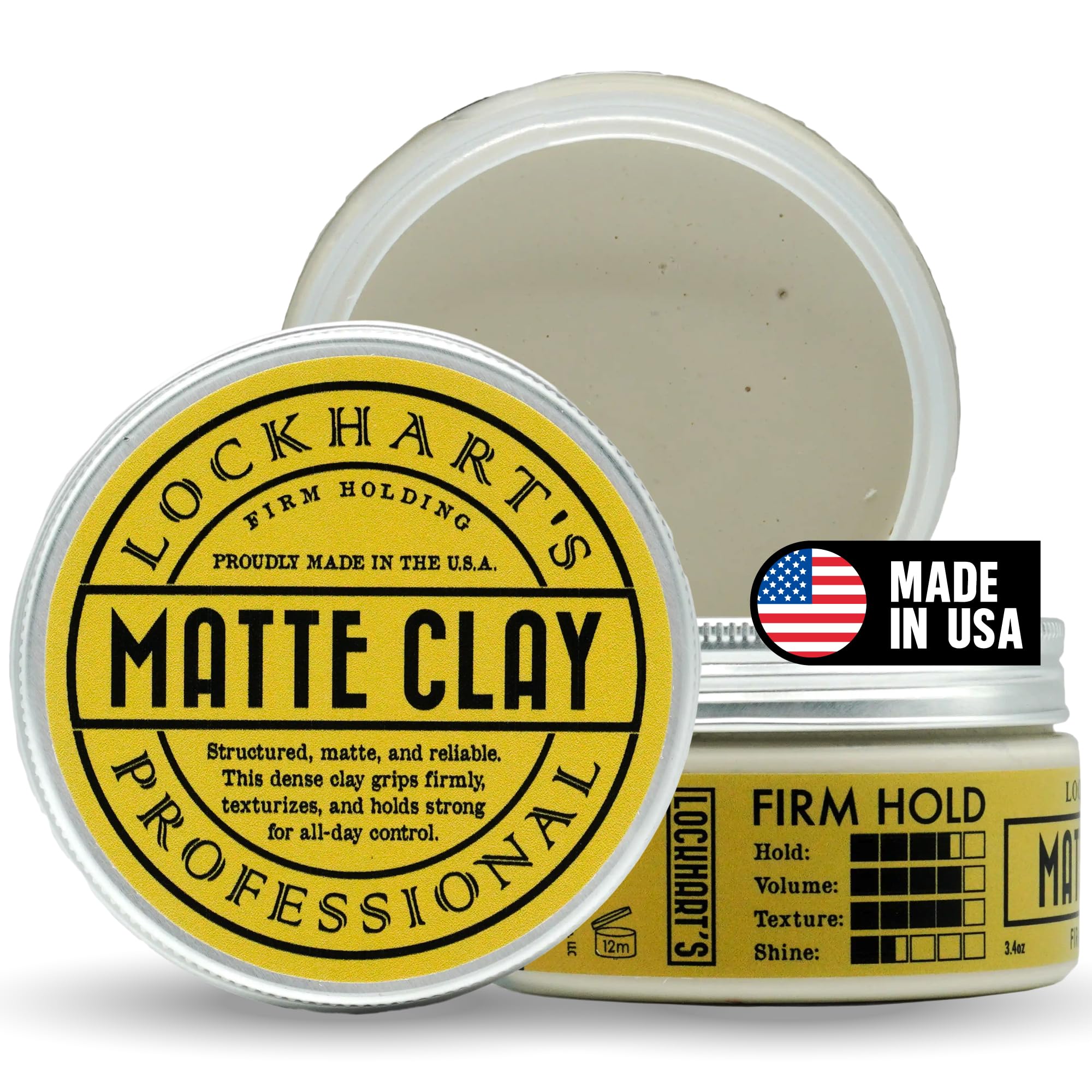 Lockhart's front tin showing branding and matte clay benefit hold