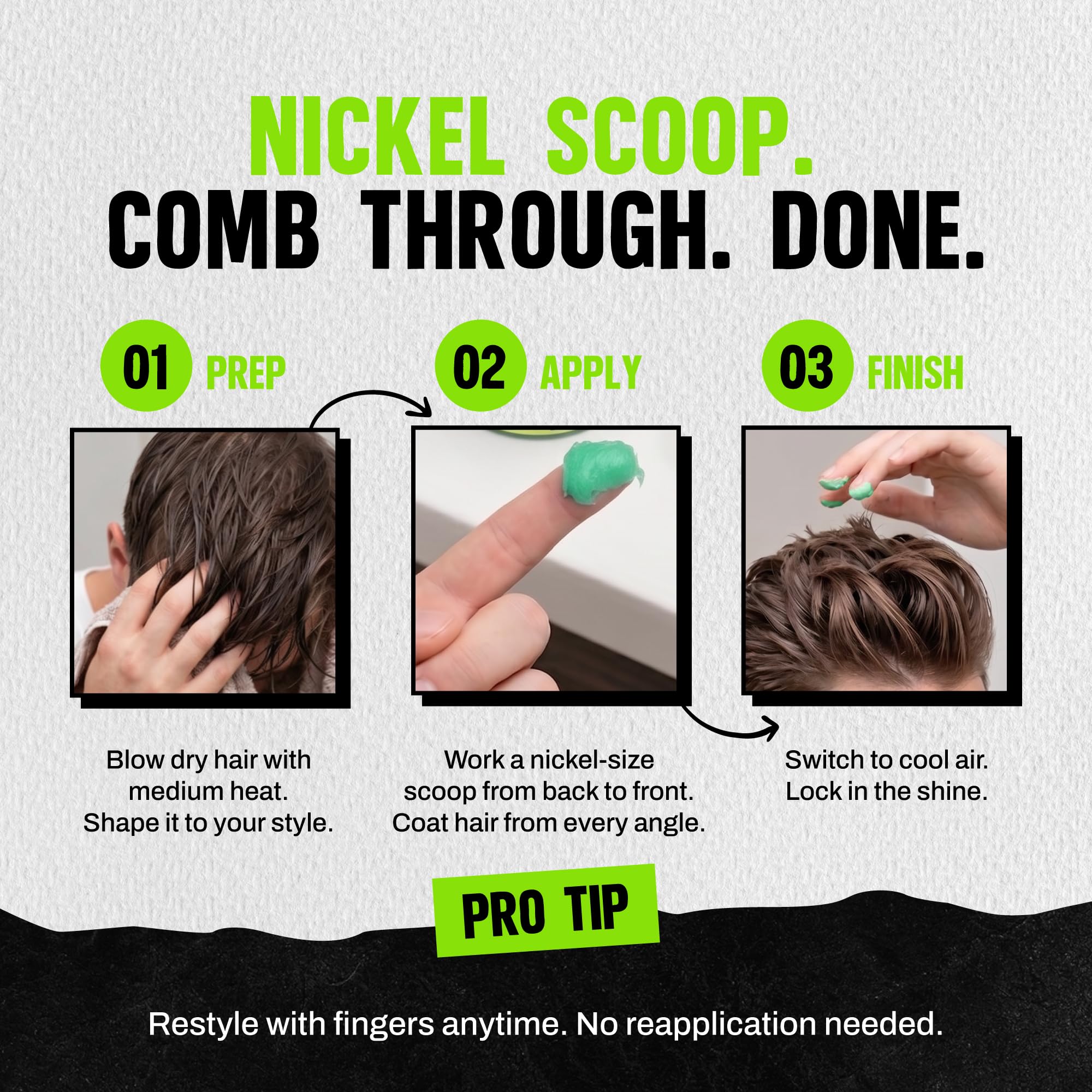 Lockhart's before and after hair photo showing high-shine control