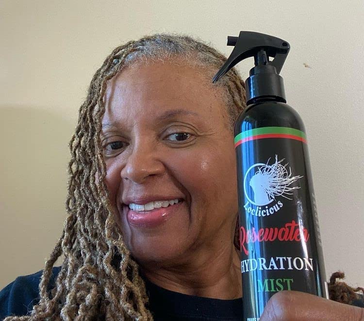 Before-and-after view of locs softened by LOCLICIOUS spray demonstrating reduced frizz